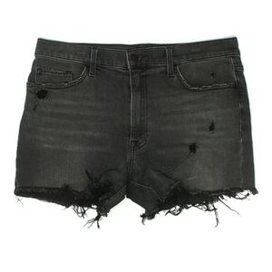 HUDSON Distressed Black Denim Shorts